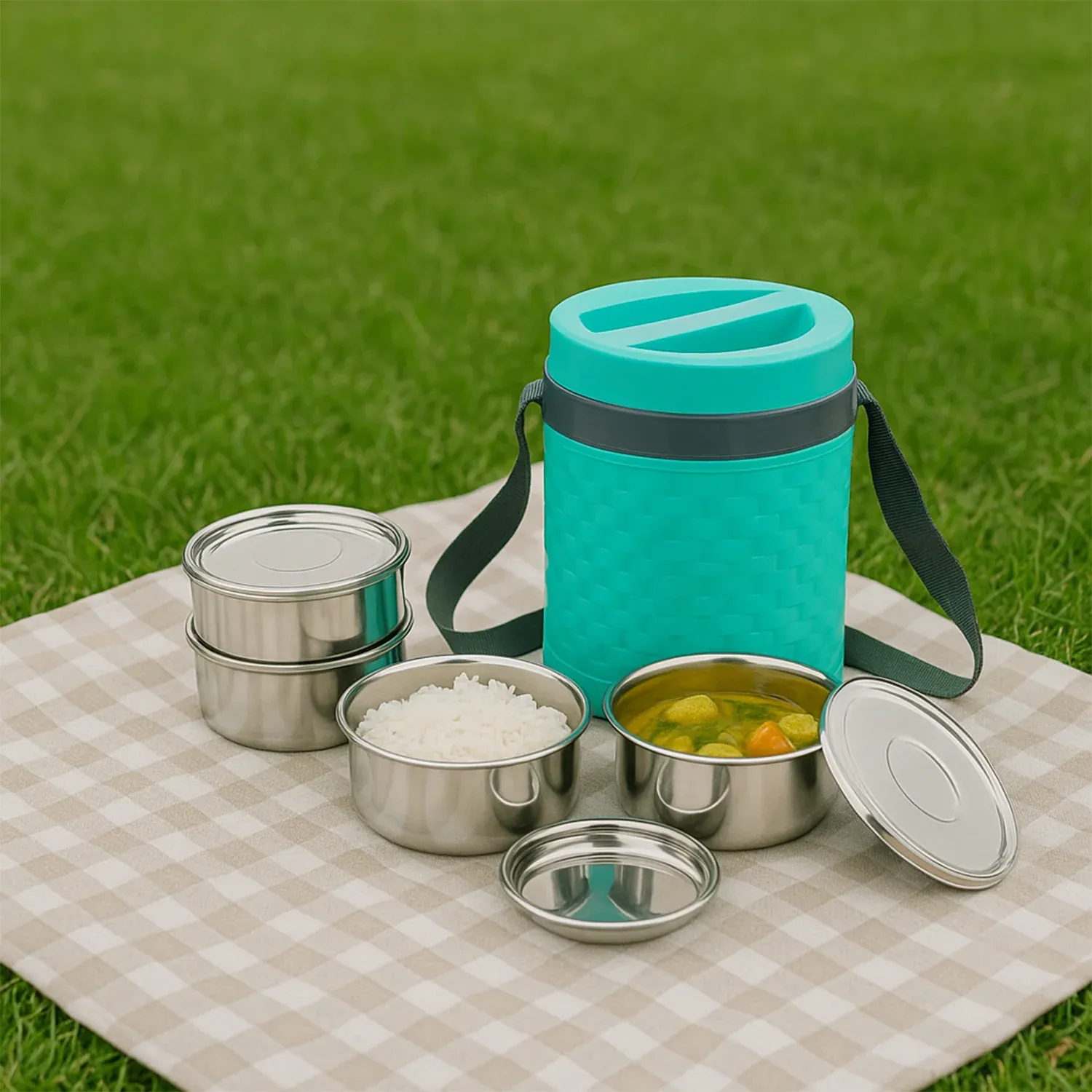 Premium Insulated Tiffin – Stackable Stainless Steel Lunch Box | Nekza - Buy Online at Alikart