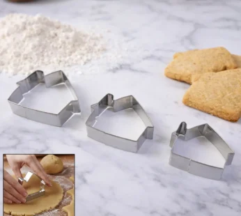Stainless Steel House Shape Cookie Cutter Set – 3 Durable Baking Molds