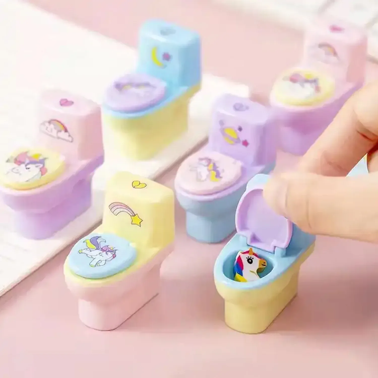 Toilet Pencil Sharpener – Fun Novelty with Eraser (2 Pc Set) | Writezo - Detailed Feature View 2