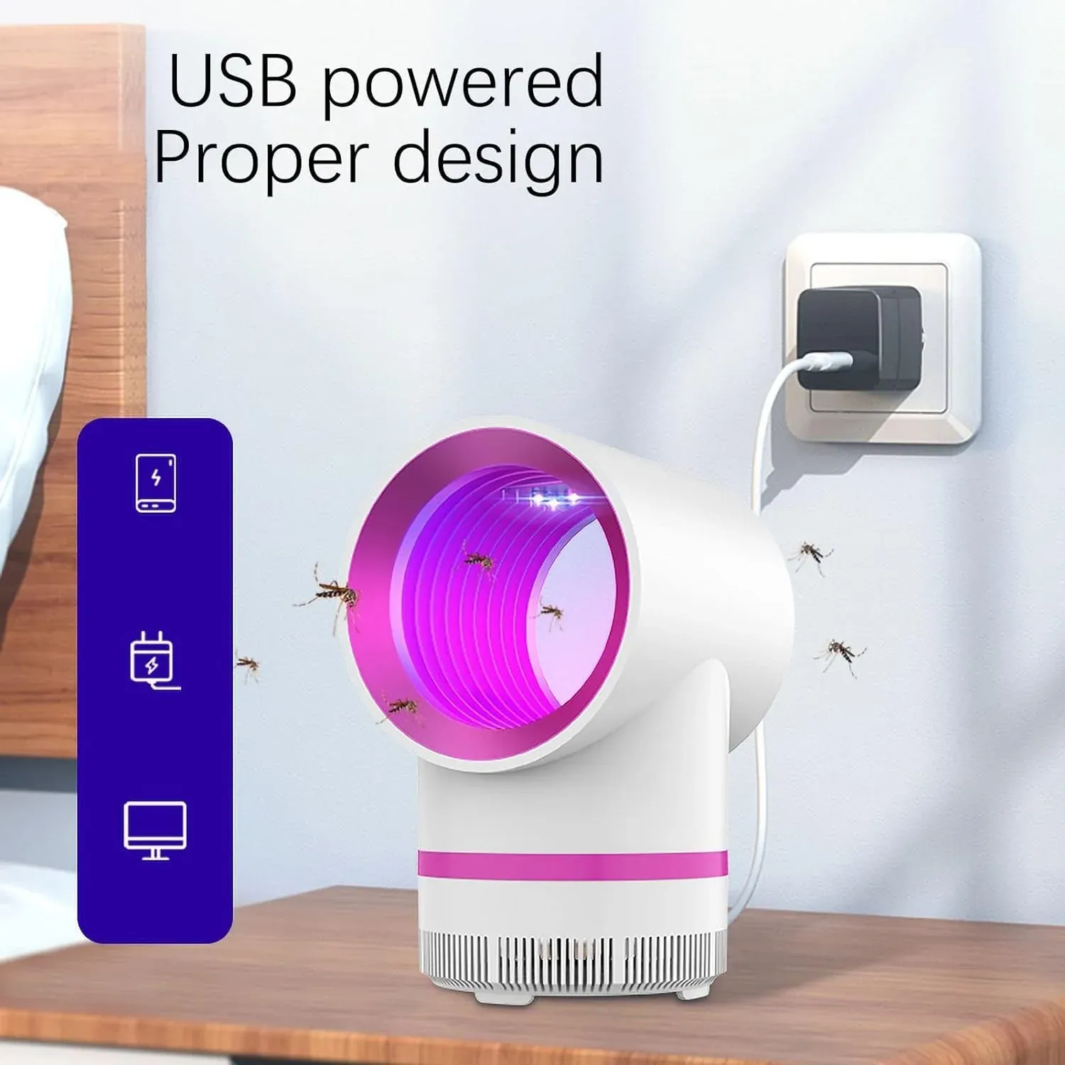 USB Electric Mosquito Killer Lamp – Silent, Baby-Safe Trap - Detailed Feature View 3