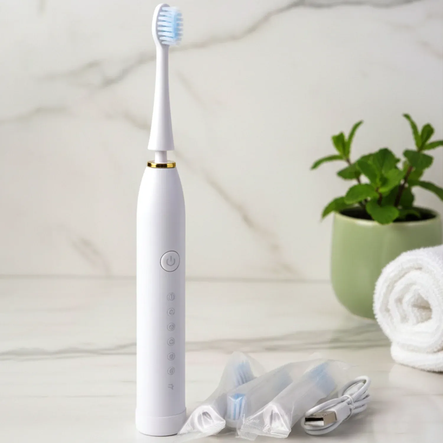 Electric Toothbrush – Rechargeable with 3 Extra Replacement Heads - Detailed Feature View 6