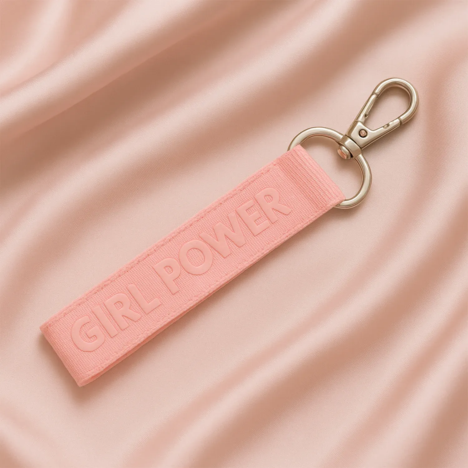 Girl Power Fabric Ribbon Keychain – Motivational & Durable Accessory - Detailed Feature View 2
