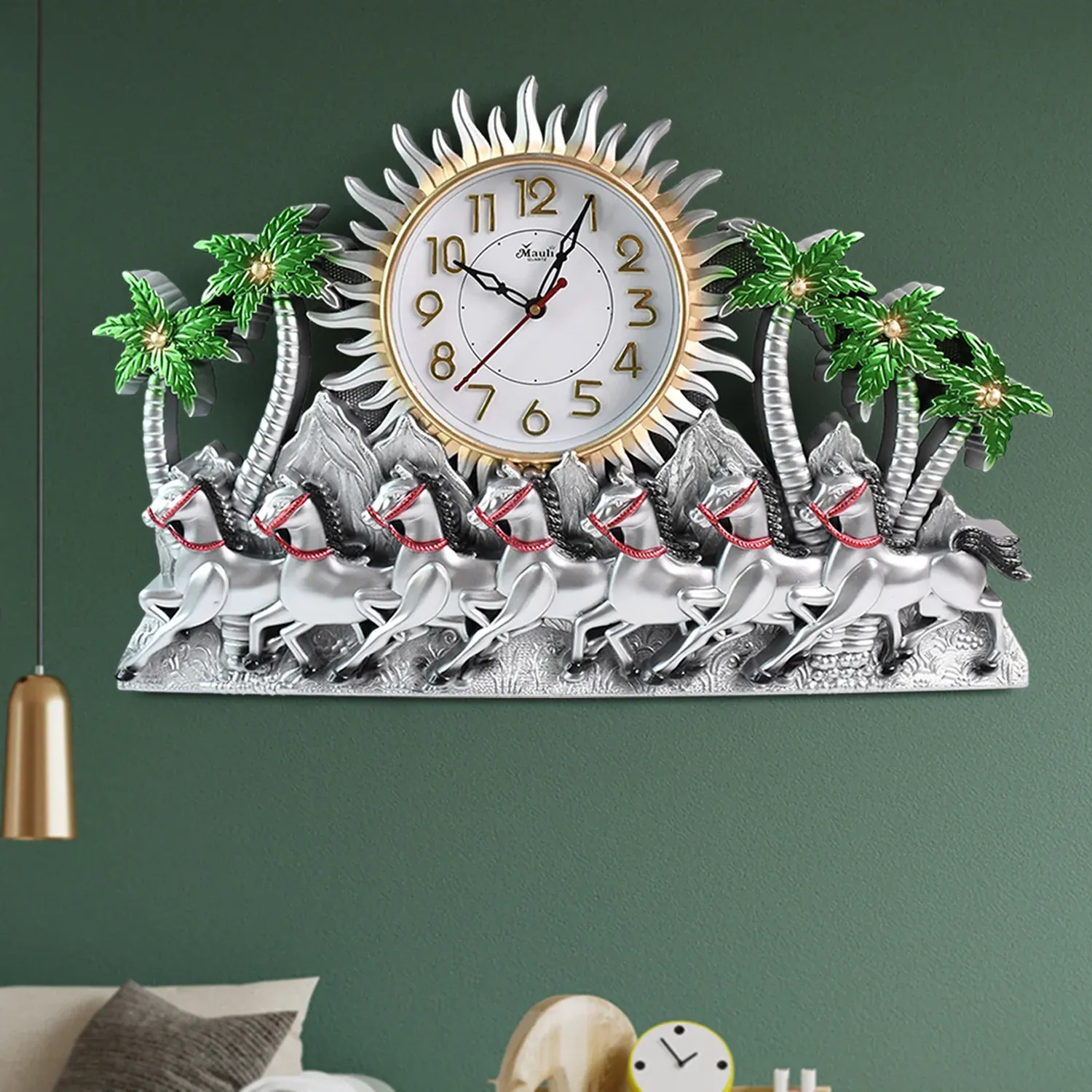 Plastic Wall Clock – Silent Sweep with Running Horse Design - Detailed Feature View 3