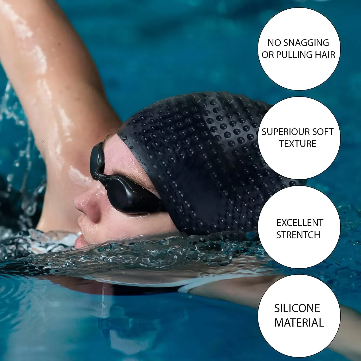 Silicone Swimming Cap – Durable, Waterproof & Comfortable Fit - Detailed Feature View 5