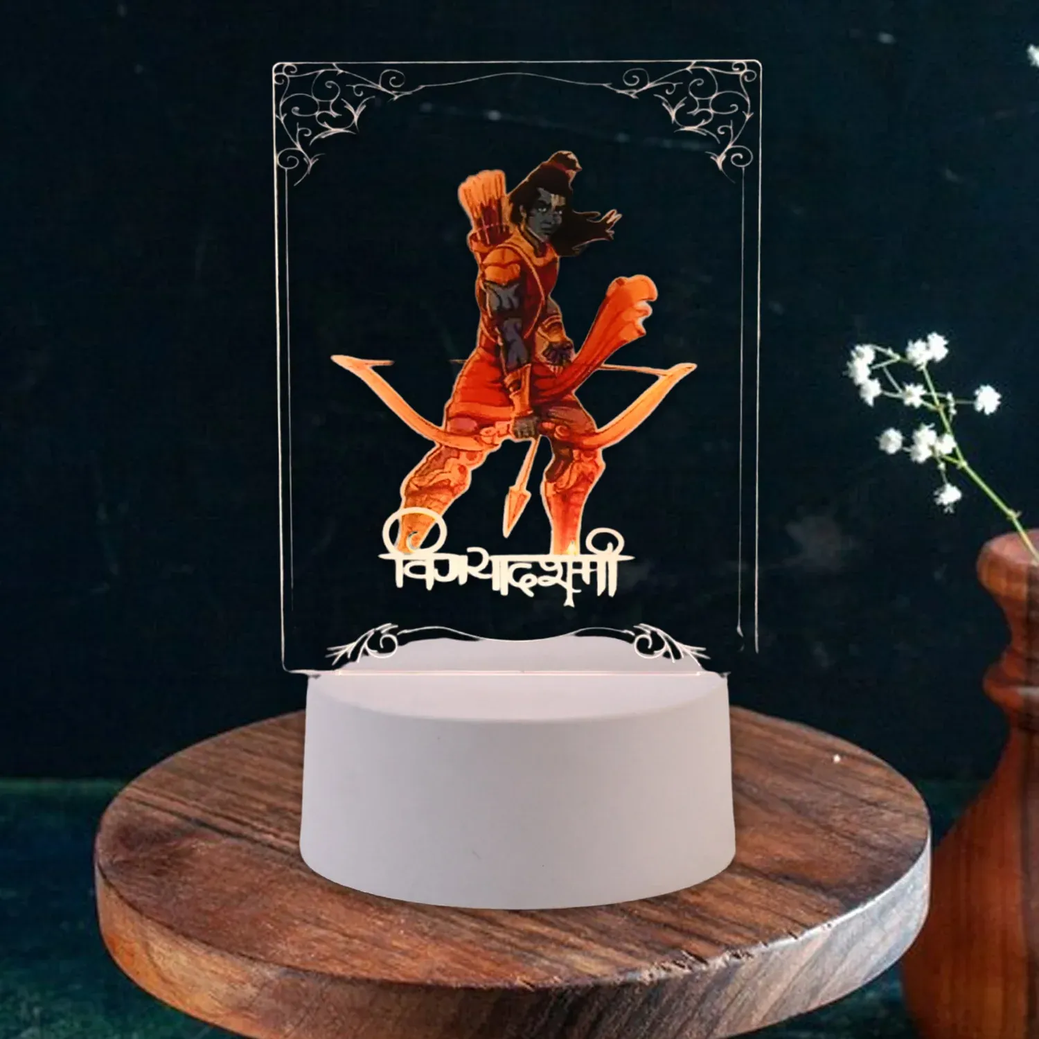 Lord Shree Ram 3D LED Night Lamp with Soft White Light - Detailed Feature View 3