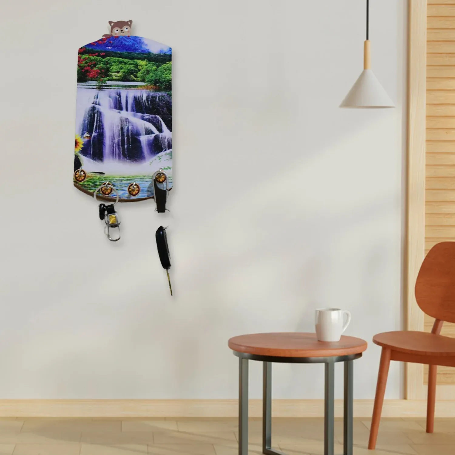 Wooden Wall Decor with Hooks – Vertical Scenery Art | GlimmerHome - Detailed Feature View 3