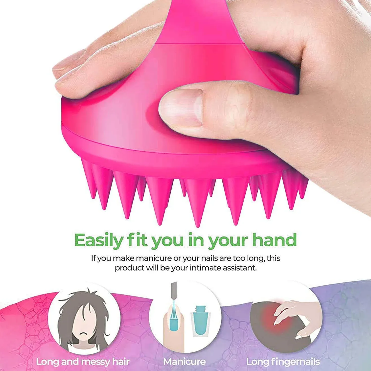 Scalp Massager Comb – Soft Silicone Brush for Hair Health | Velvet Wellness - Detailed Feature View 5