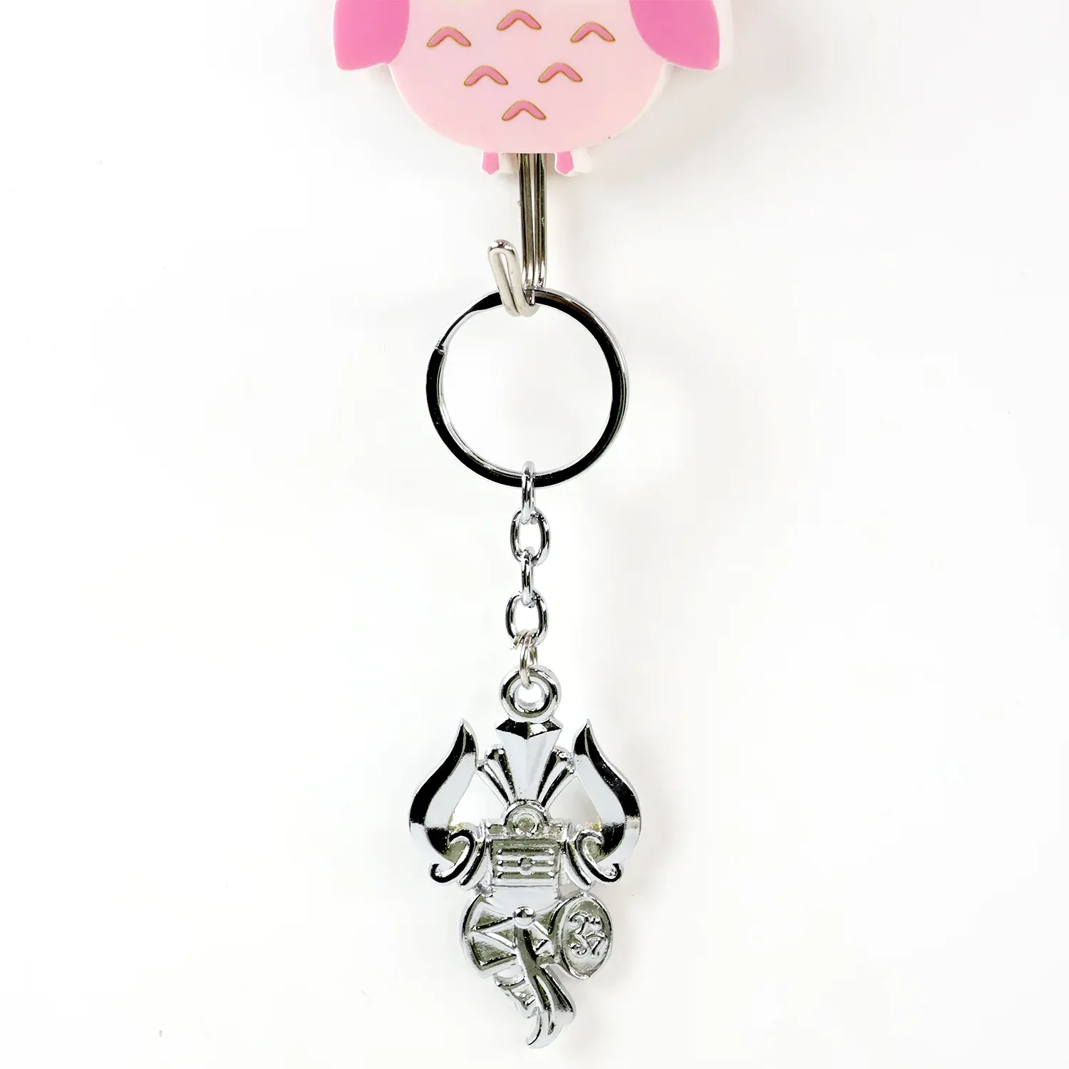 Trishul Damru Keychain – Durable Silver Metal Spiritual Accessory - Detailed Feature View 3