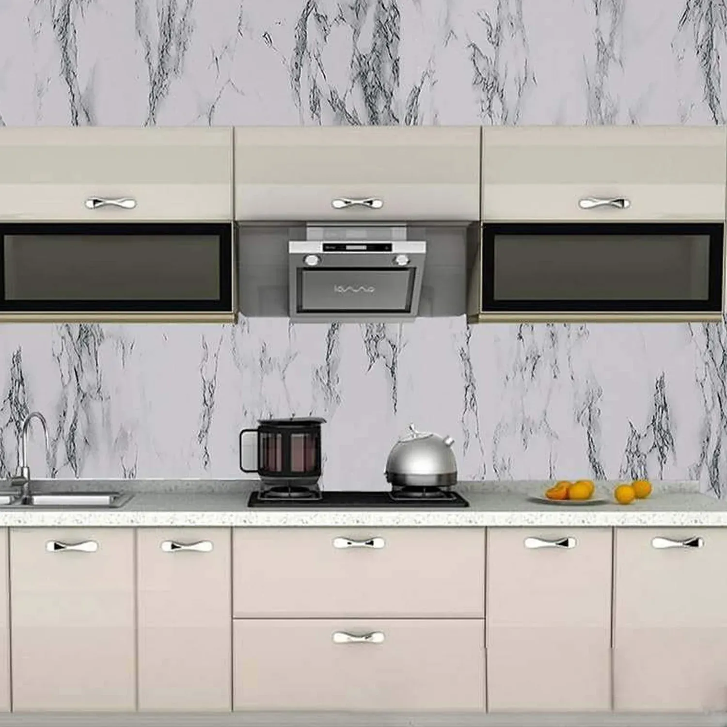 Marble Kitchen Wallpaper – Easy Peel & Stick Renovation 2m x 60cm - Detailed Feature View 3