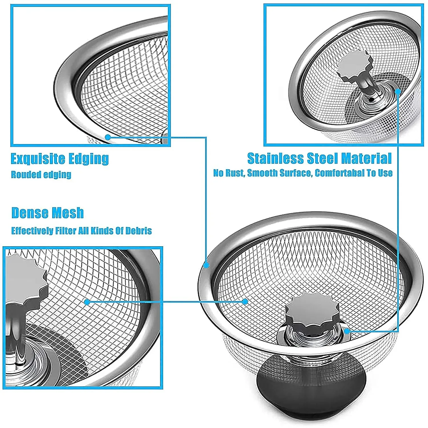 Stainless Steel Sink Strainer – Adjustable Stopper | Garth - Detailed Feature View 5