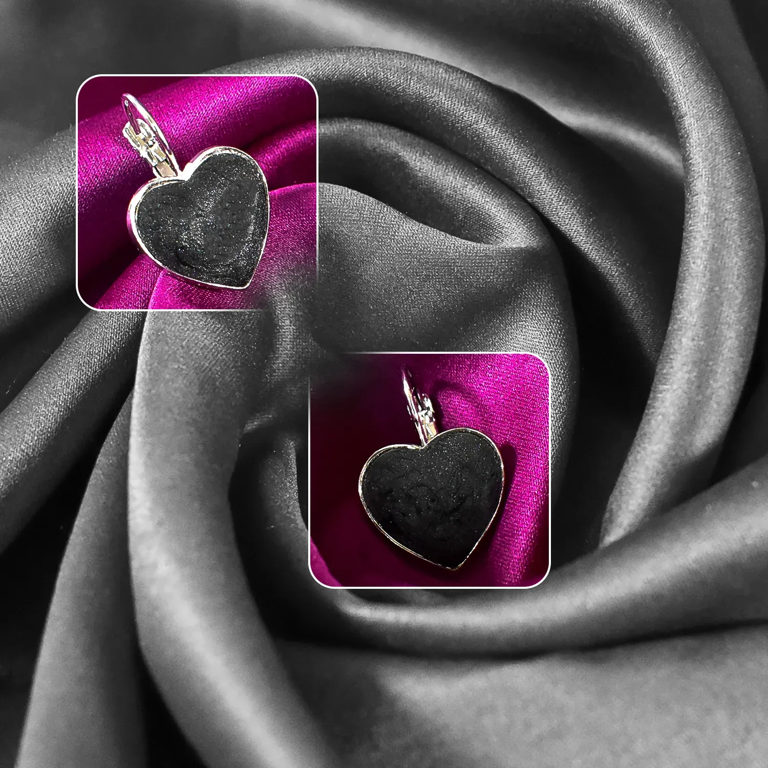 Black Heart Earrings – Stylish & Elegant | HV - Detailed Feature View 2
