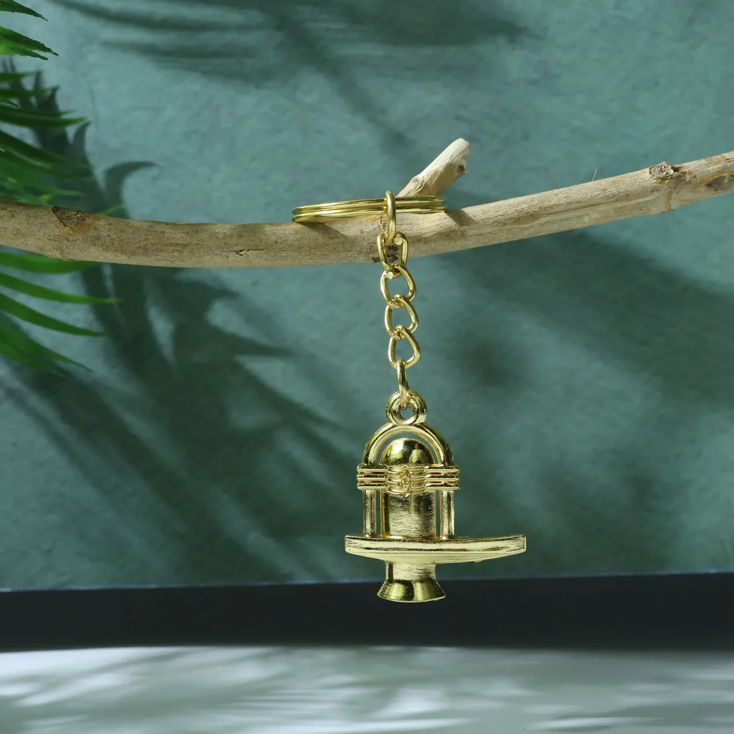 Shivling Keychain – Durable Golden Metal Devotional Accessory - Detailed Feature View 3