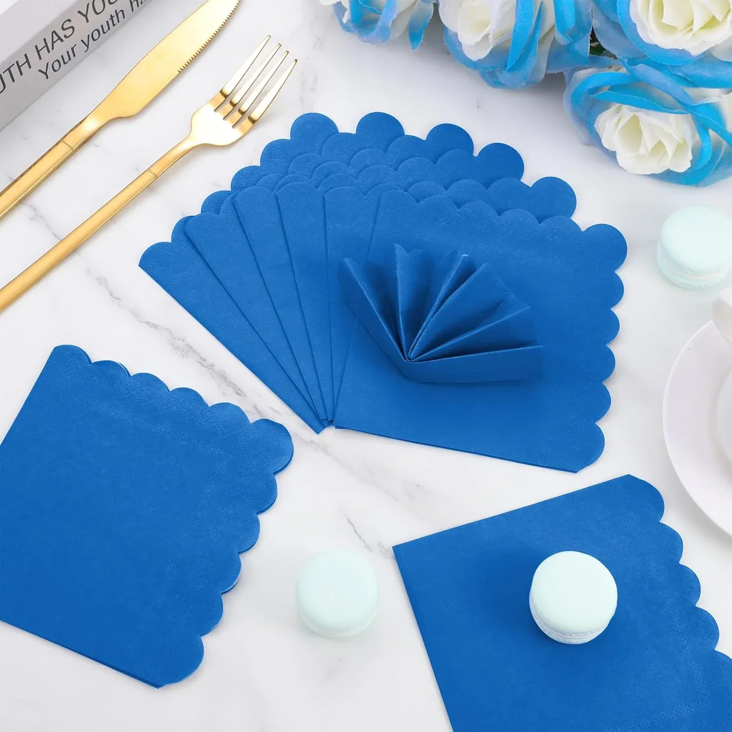 Royal Scalloped Paper Napkins – Soft 120 Pc Disposable Set - Detailed Feature View 5