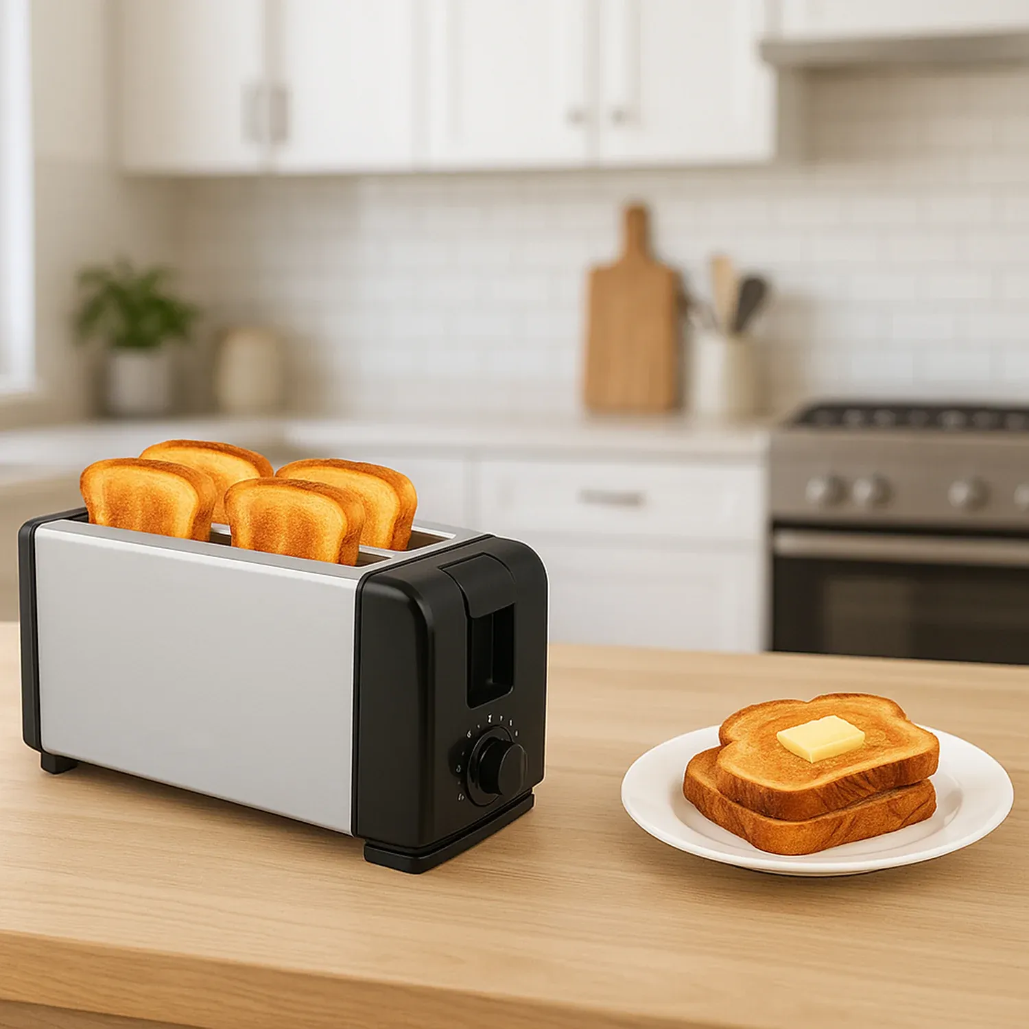 Pop-Up Toaster 1200W – 4-Slice Adjustable Browning Stainless Steel - Detailed Feature View 5