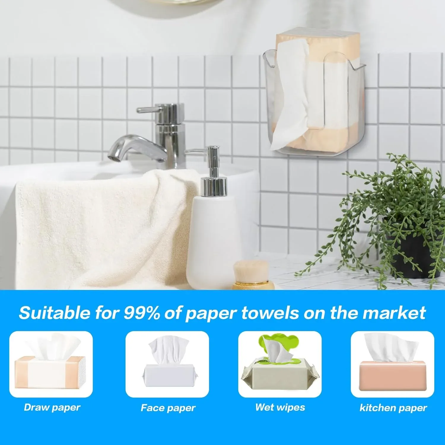 Tissue Dispenser Holder – Self-Adhesive Wall-Mounted Design - Detailed Feature View 8