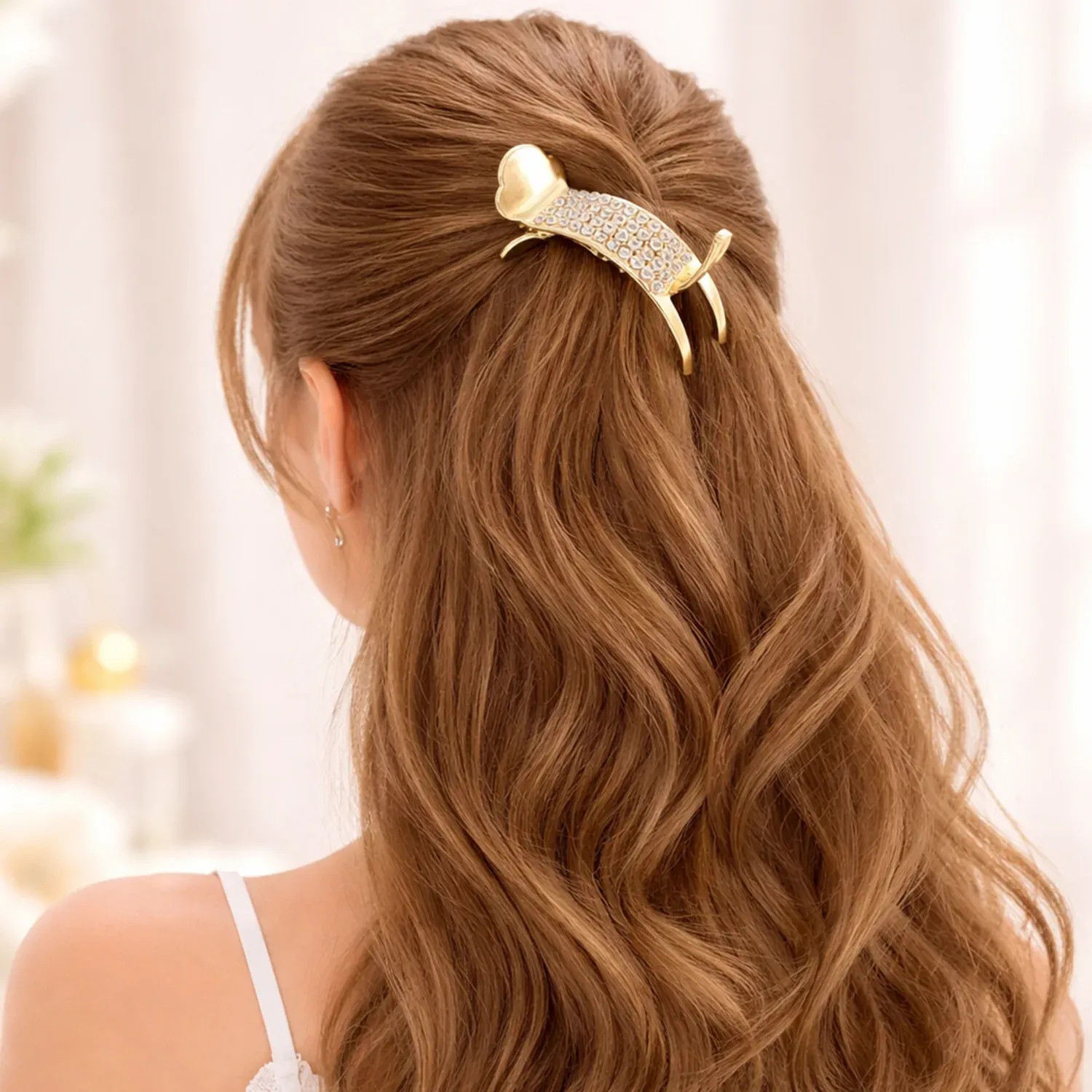 Hair Claw Clip – Strong Grip with Elegant Crystal Design - Detailed Feature View 2