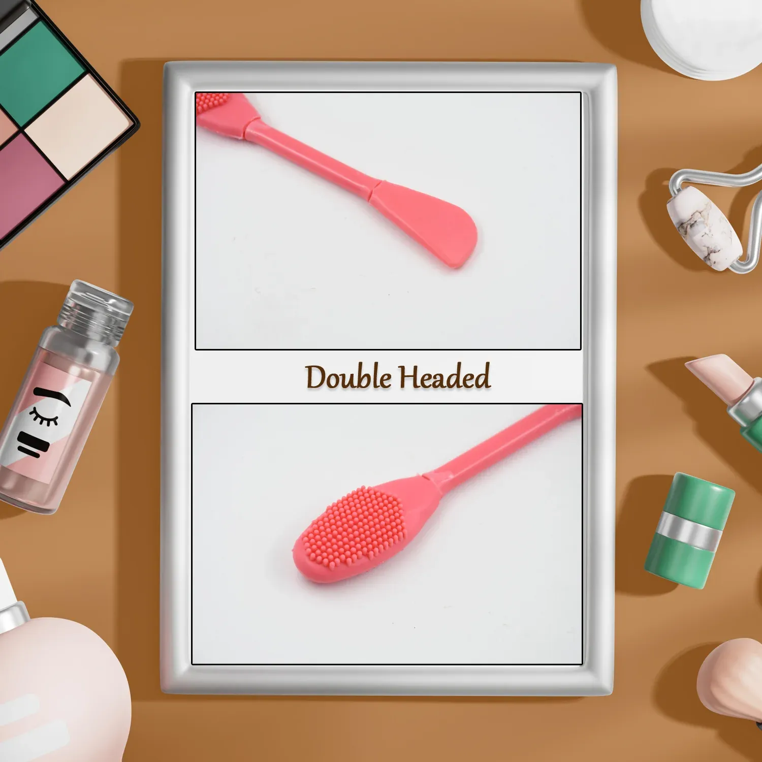 Silicone Mask Brush – Dual-Ended Face Skincare Tool | GlowForm - Detailed Feature View 2
