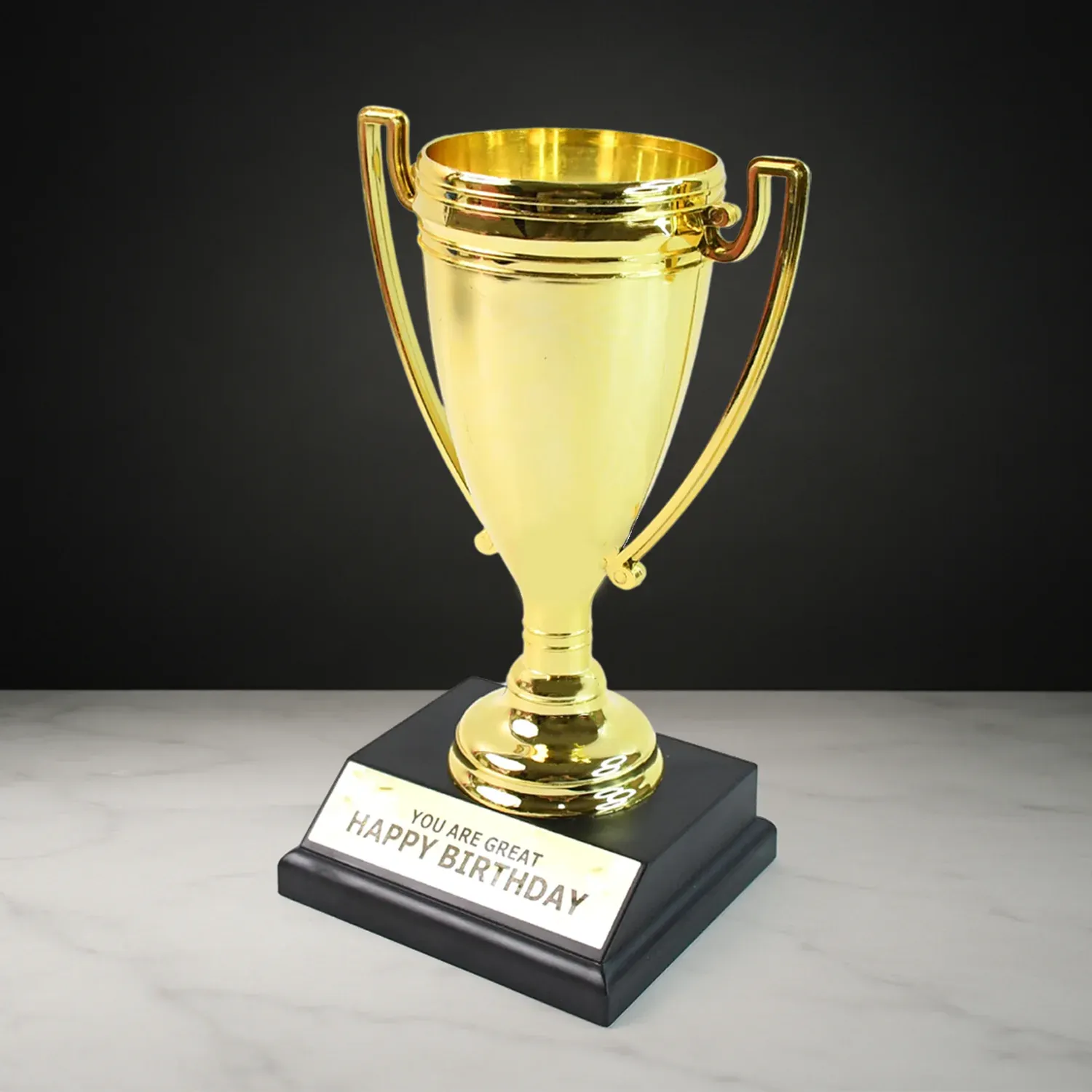 Golden Birthday Trophy – Premium Plastic Award with Base - Detailed Feature View 5