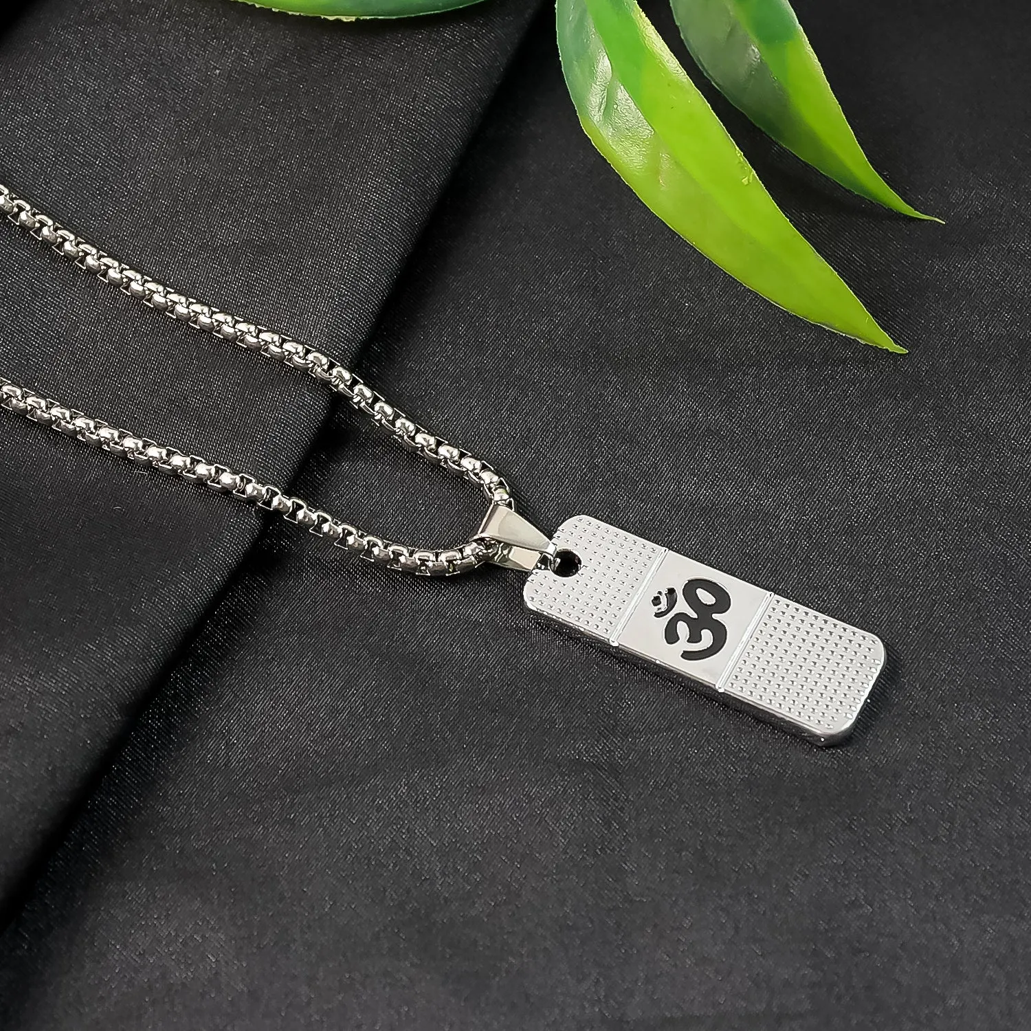 OM Symbol Dotted Locket Pendant – Silver Plated Spiritual Chain - Detailed Feature View 3