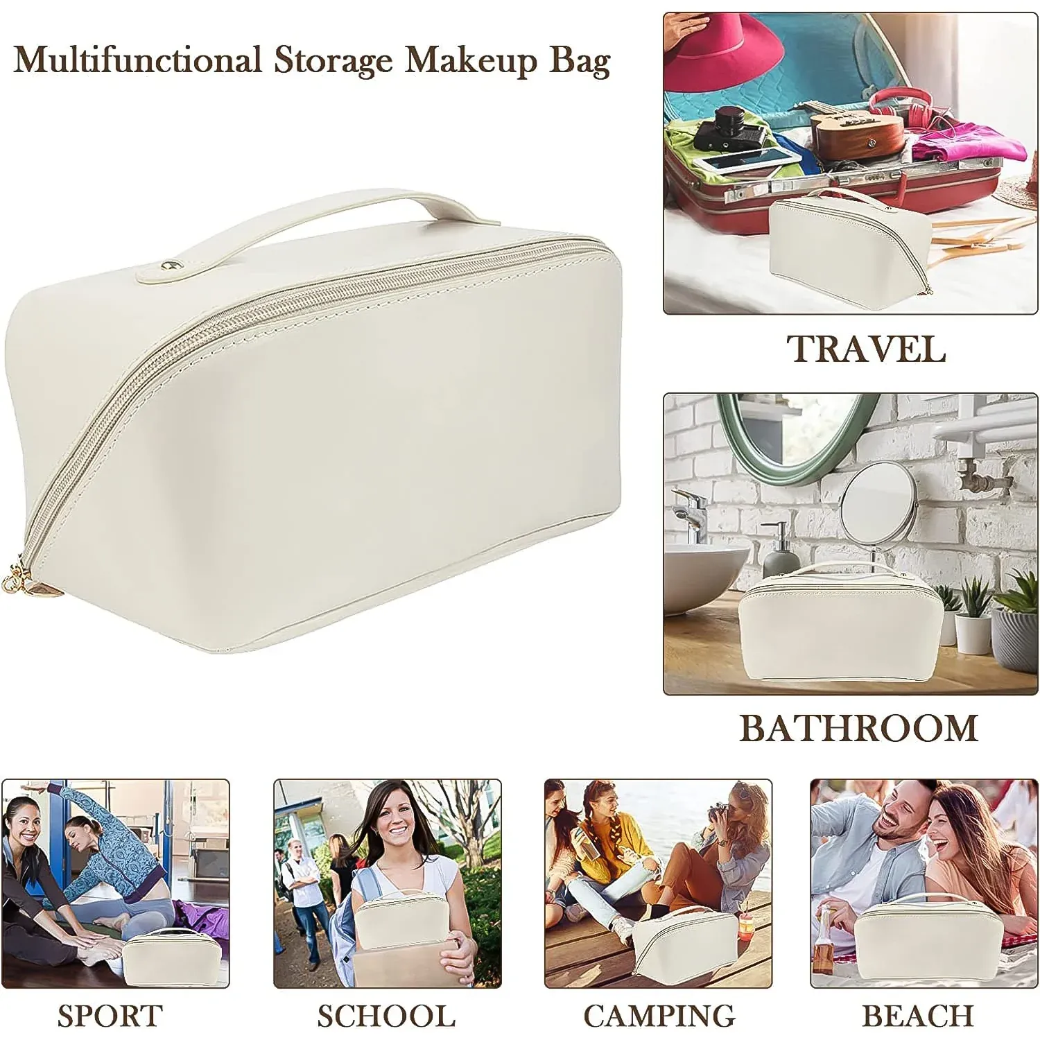 Travel Makeup Organizer – Waterproof Compact Cosmetic Pouch - Detailed Feature View 2
