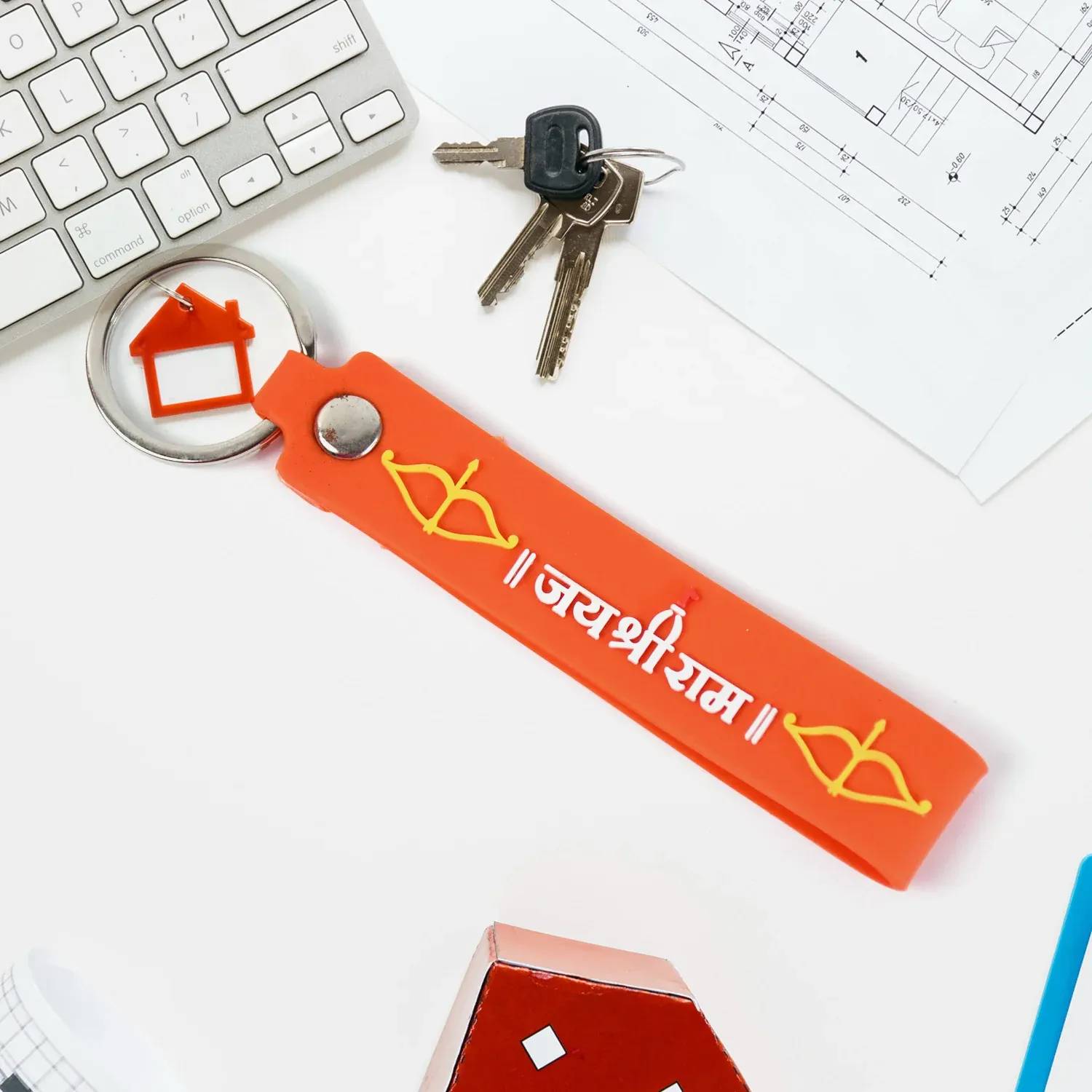 Premium Jai Shree Ram Keychain – Durable Silicone with Metal Hook | Styleva - Buy Online at Alikart