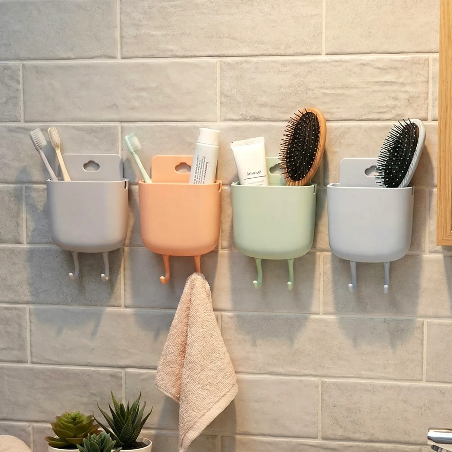 Plastic Wall Mounted Mobile Charging Holder Set – Space Saving 4 Pc - Detailed Feature View 2