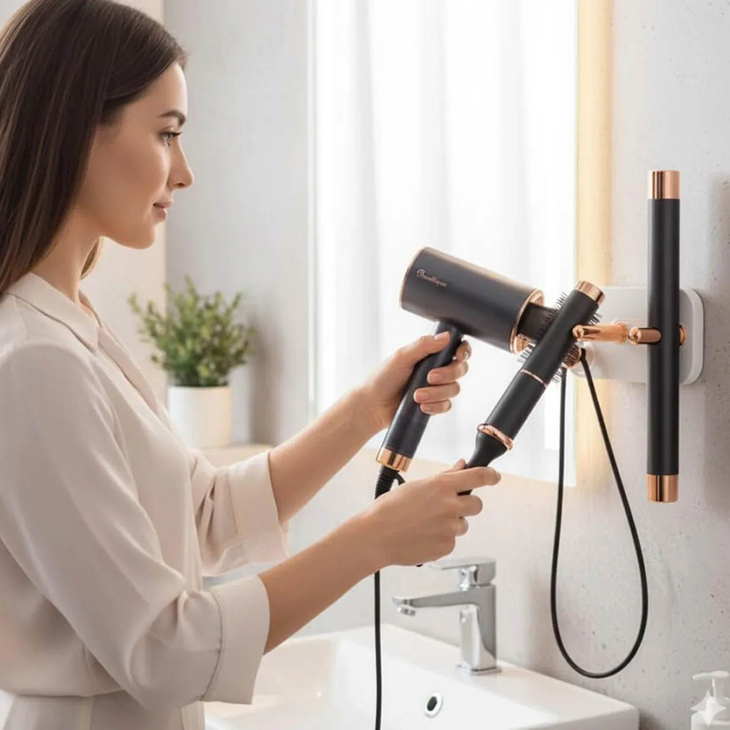Wall Mount Hair Dryer Holder – Space-Saving & Heat Resistant - Detailed Feature View 2