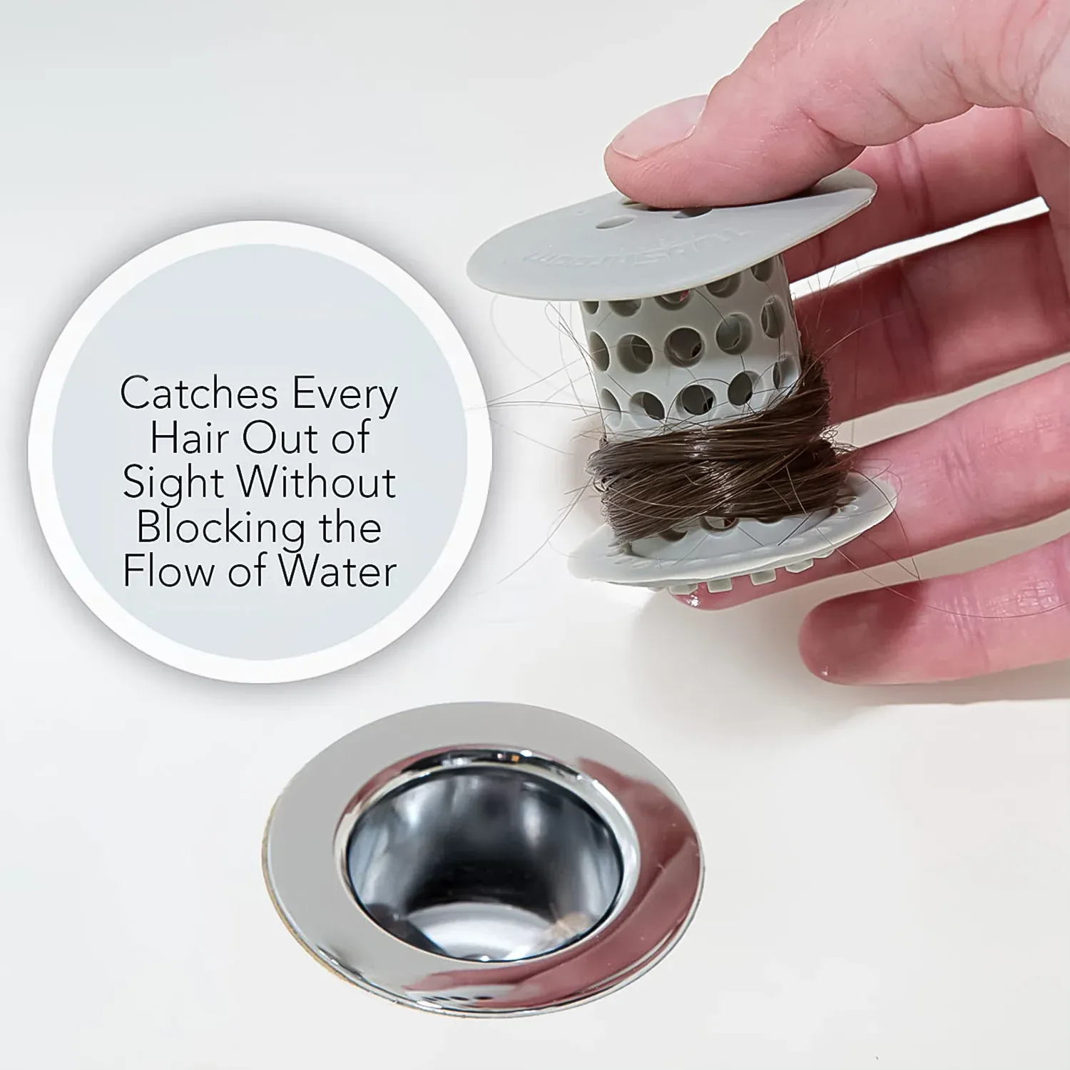 Tub Drain Hair Catcher – Universal Silicone Anti-Clog Strainer - Detailed Feature View 3