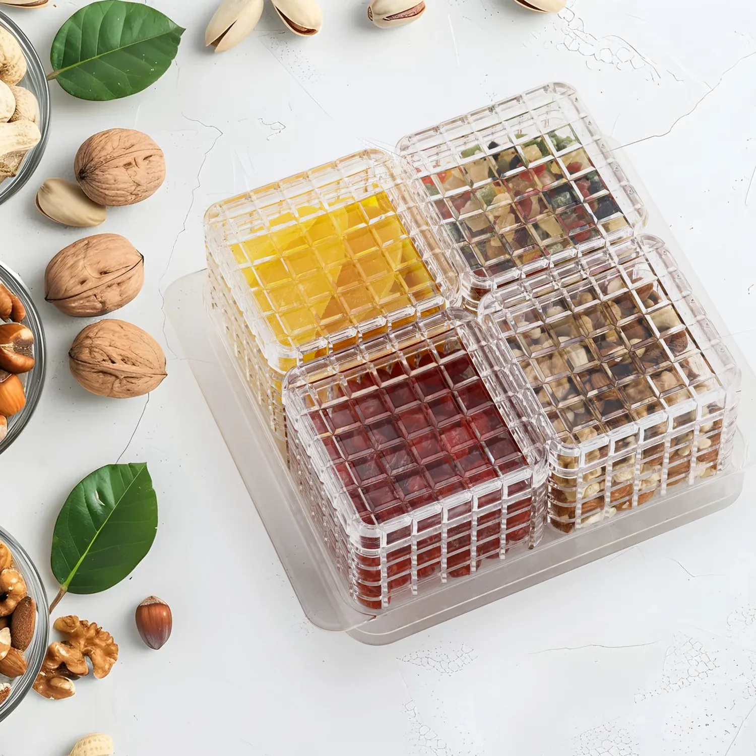 Dry Fruit Container Set – Acrylic 4-Piece Gift Tray | Ganesh - Detailed Feature View 3