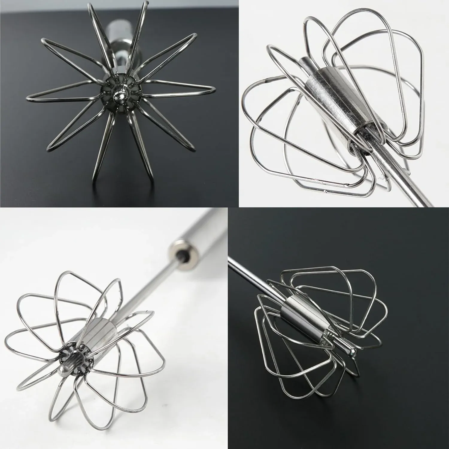 Stainless Steel Egg Whisk – Hand Push Rotary | Quickslice - Detailed Feature View 6