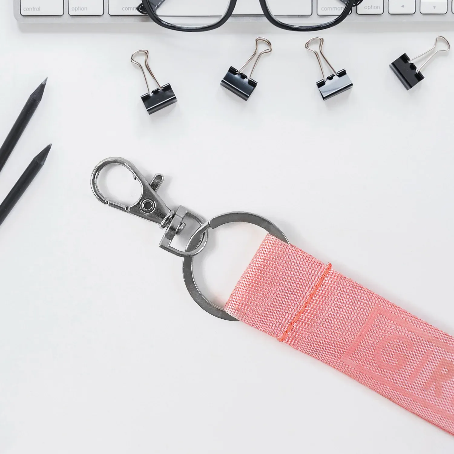 Girl Power Fabric Ribbon Keychain – Motivational & Durable Accessory - Detailed Feature View 5