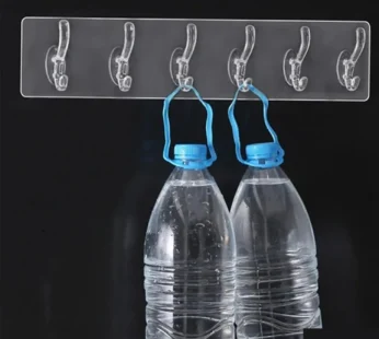 Wall Hook Rail – Heavy Duty 6-Pin Transparent Golden | GlimmerHome