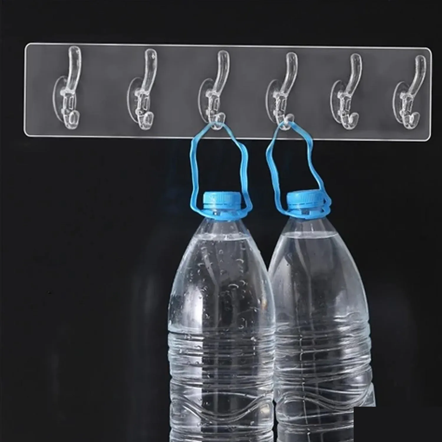 Premium Wall Hook Rail – Heavy Duty 6-Pin Transparent Golden | GlimmerHome - Buy Online at Alikart