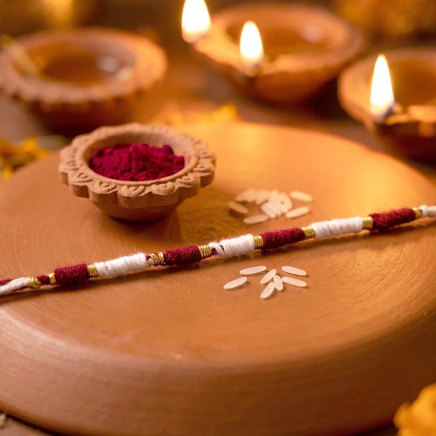 Traditional Pearl Beaded Rakhi – Elegant Festive Design for Raksha Bandhan - Detailed Feature View 4