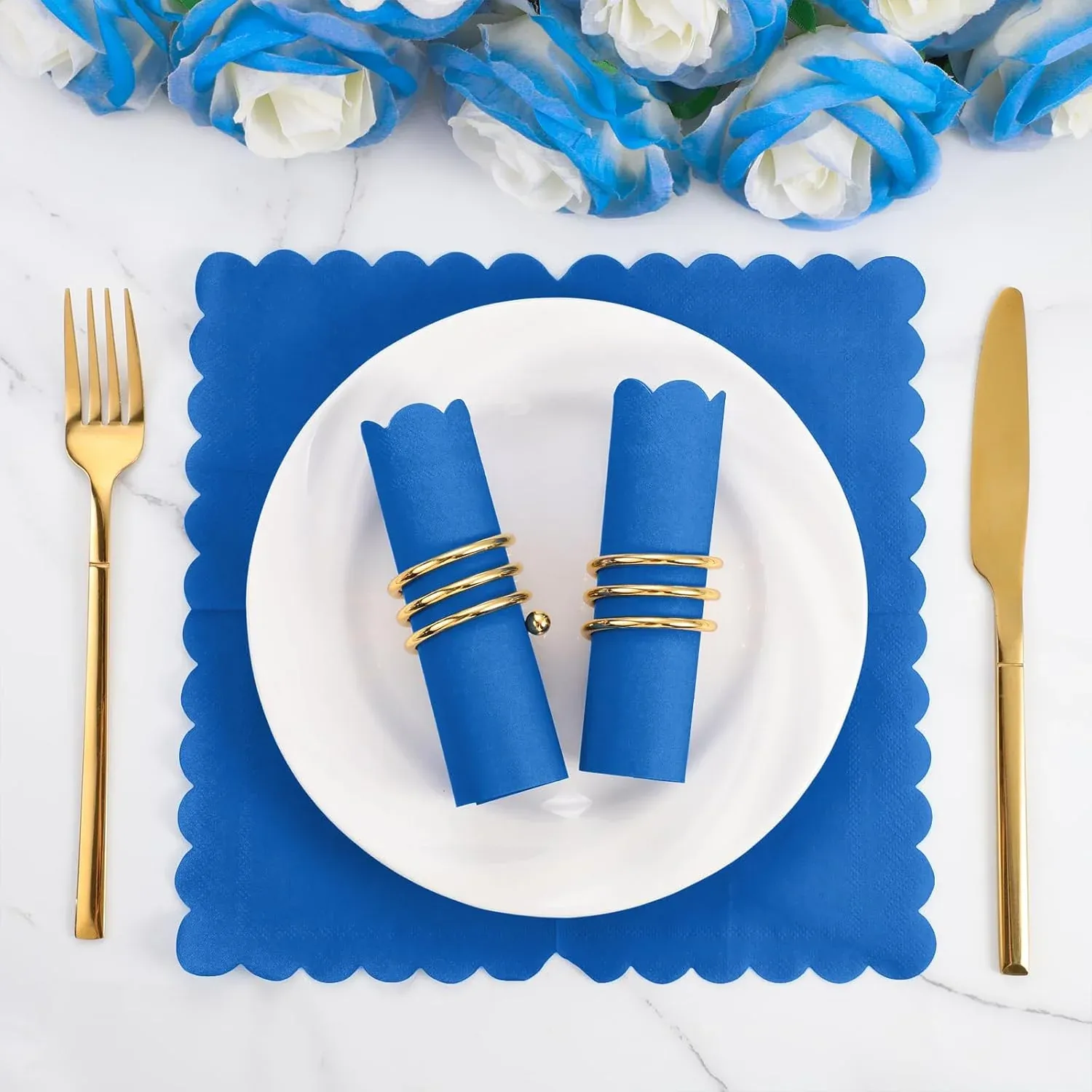Royal Scalloped Paper Napkins – Soft 120 Pc Disposable Set - Detailed Feature View 6