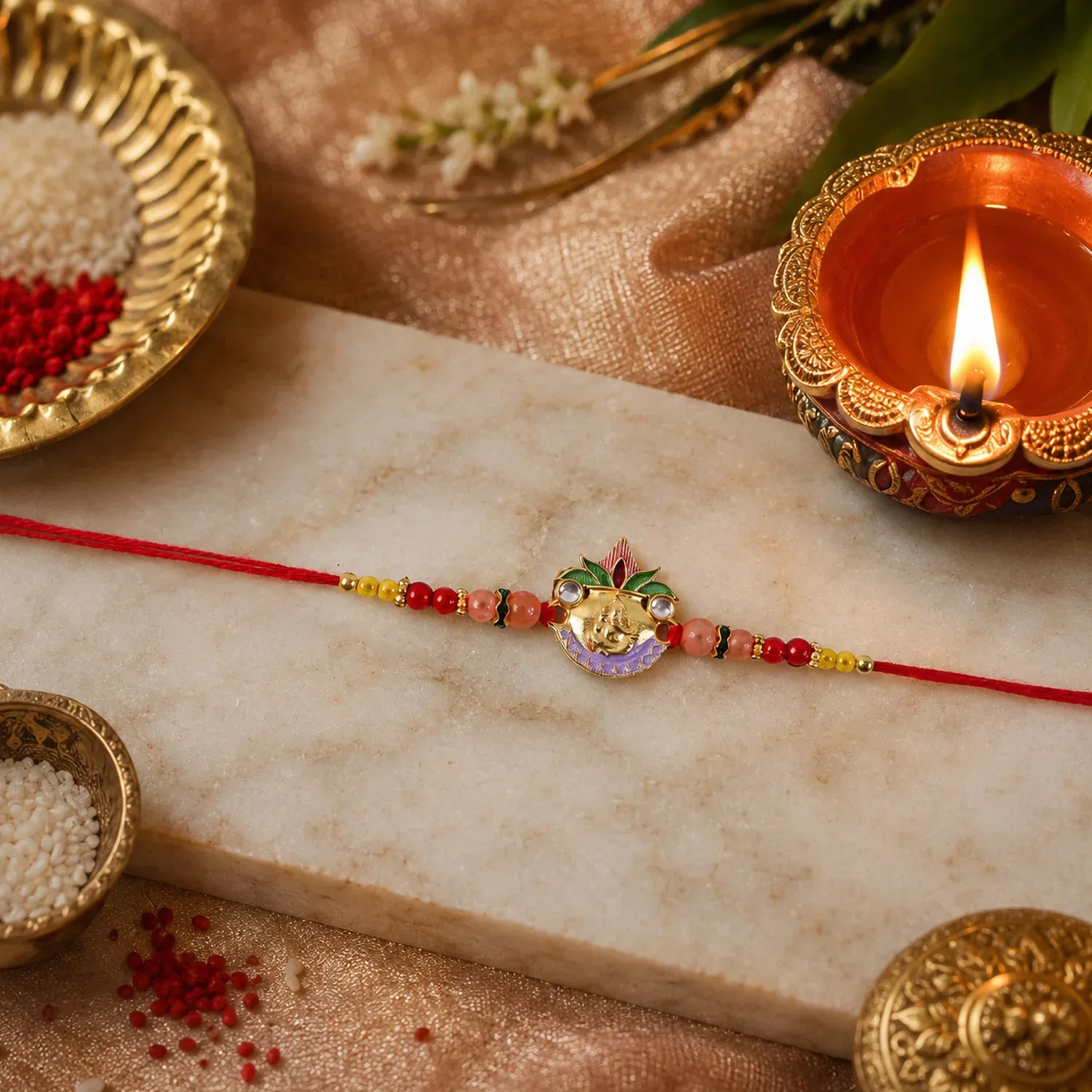 Ganesh Beaded Rakhi – Traditional & Beautiful Brother Gift - Detailed Feature View 2