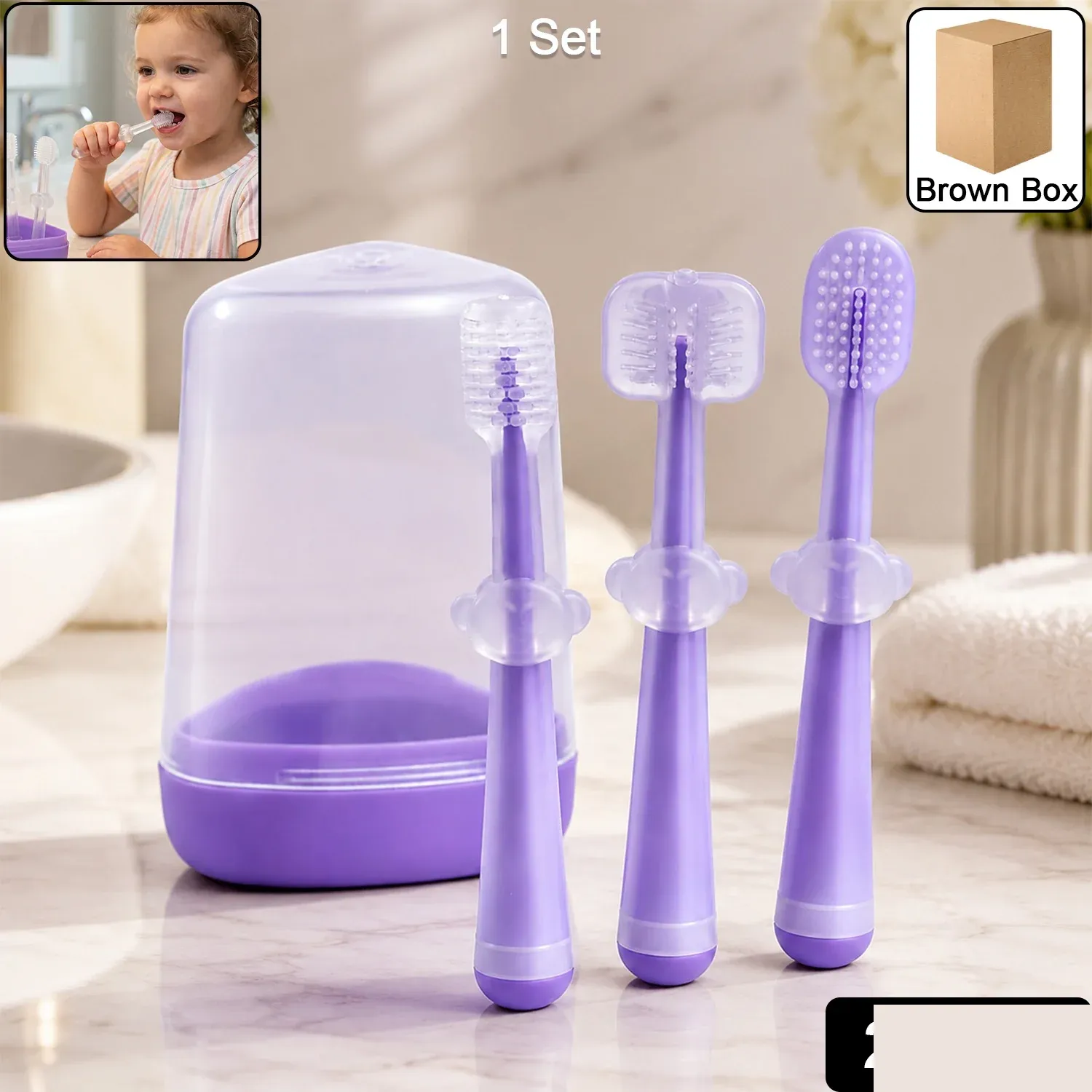 Soft Baby Toothbrush Set – Gentle on Gums, Easy to Use for Toddlers - Detailed Feature View 1