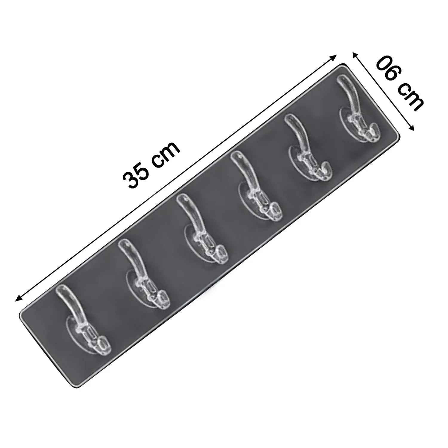 Wall Hook Rail – Heavy Duty 6-Pin Transparent Golden | GlimmerHome - Detailed Feature View 3