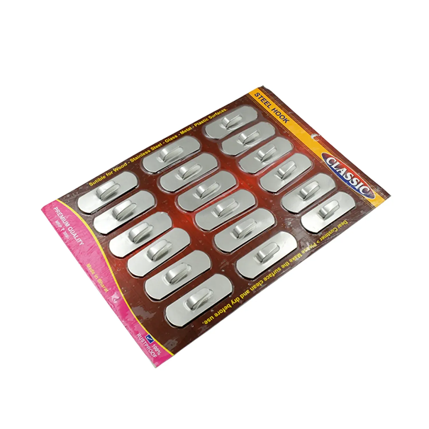 Stainless Steel Wall Hooks – 18 Pc Self-Adhesive Set | GlimmerHome - Detailed Feature View 4