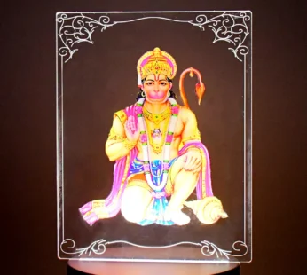 3D Lord Hanuman Frame with Soft White LED Light – Spiritual Decor