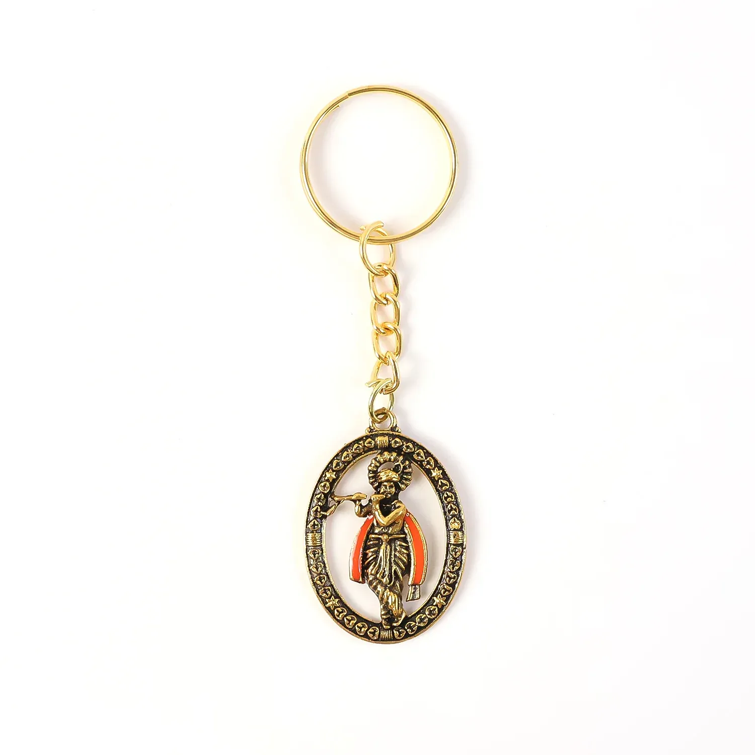 Lord Krishna Metal Keychain – Traditional Spiritual Accessory - Detailed Feature View 4