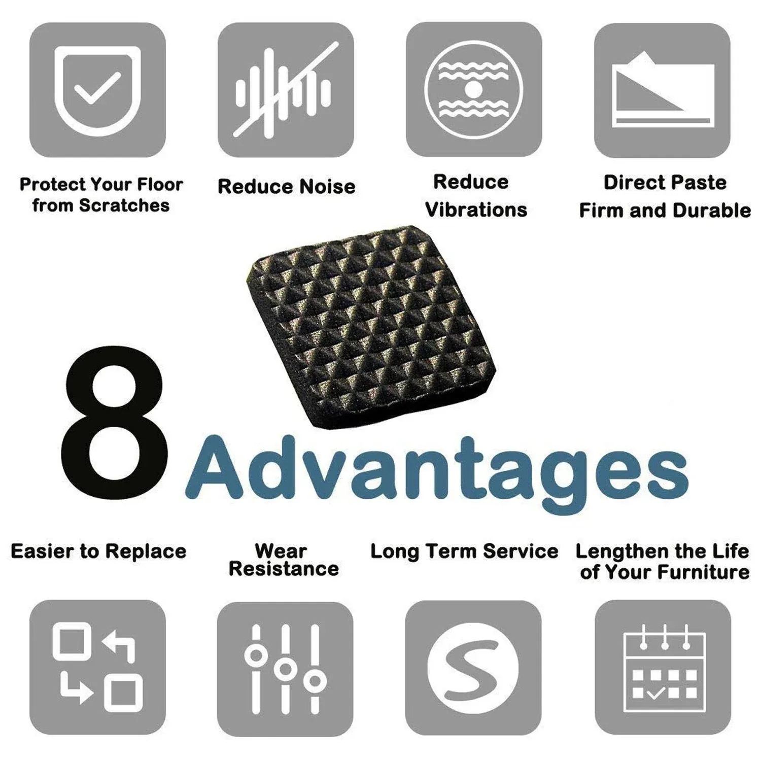 Self-Adhesive Furniture Pads – Square Floor Protectors (18 Pcs) | Styleva - Detailed Feature View 6
