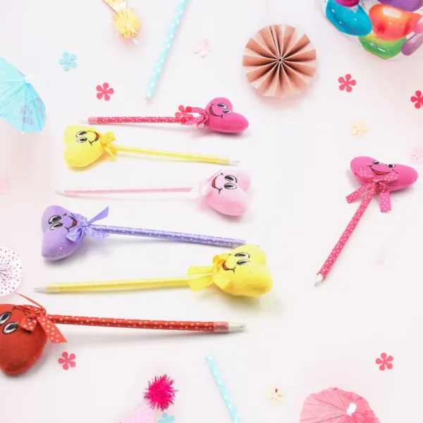 Cartoon Ballpoint Pens – 12-Pack Heart & Rattle Design | InkGlow