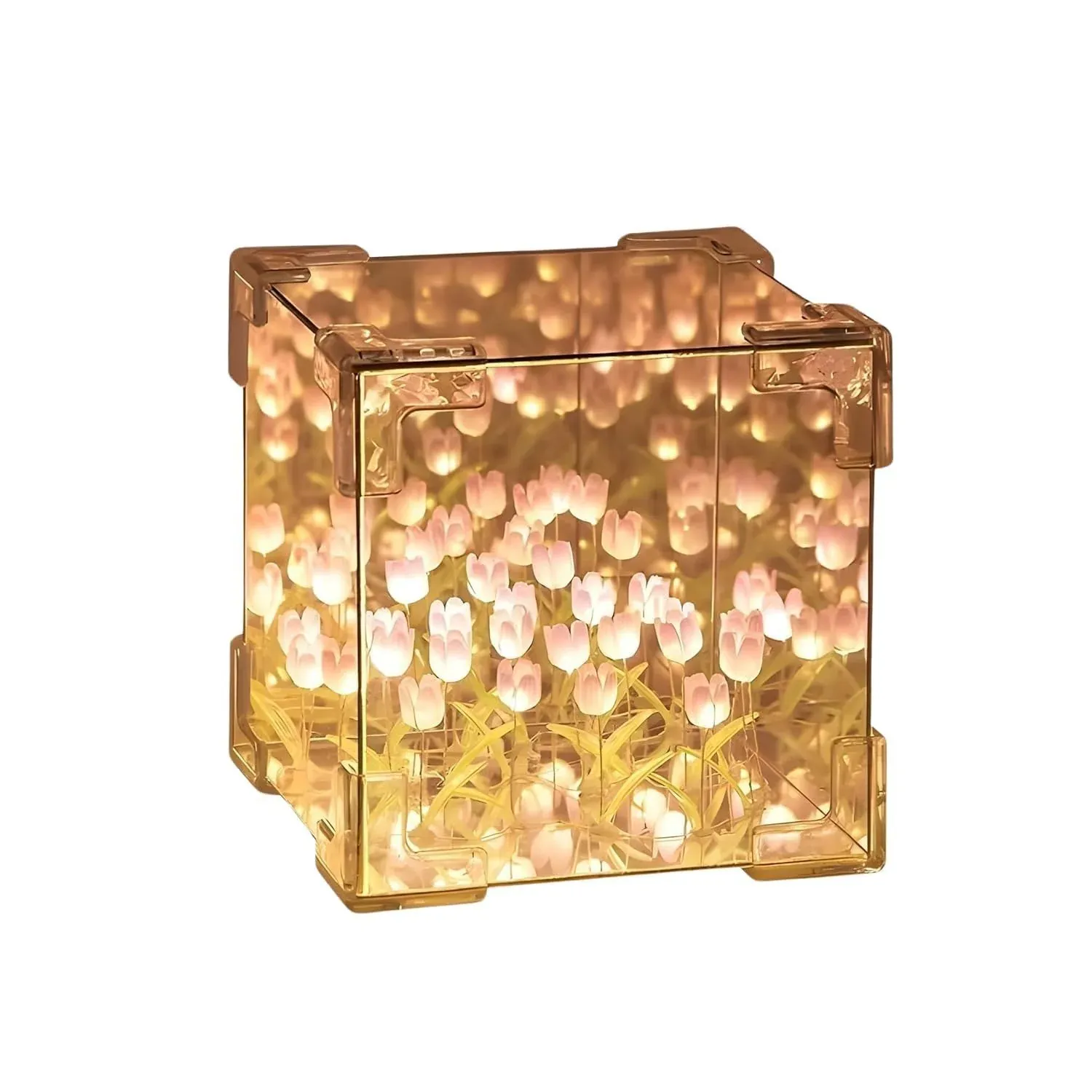 Tulip Flower LED Cube Night Lamp – Warm Ambient Decorative Light - Detailed Feature View 4