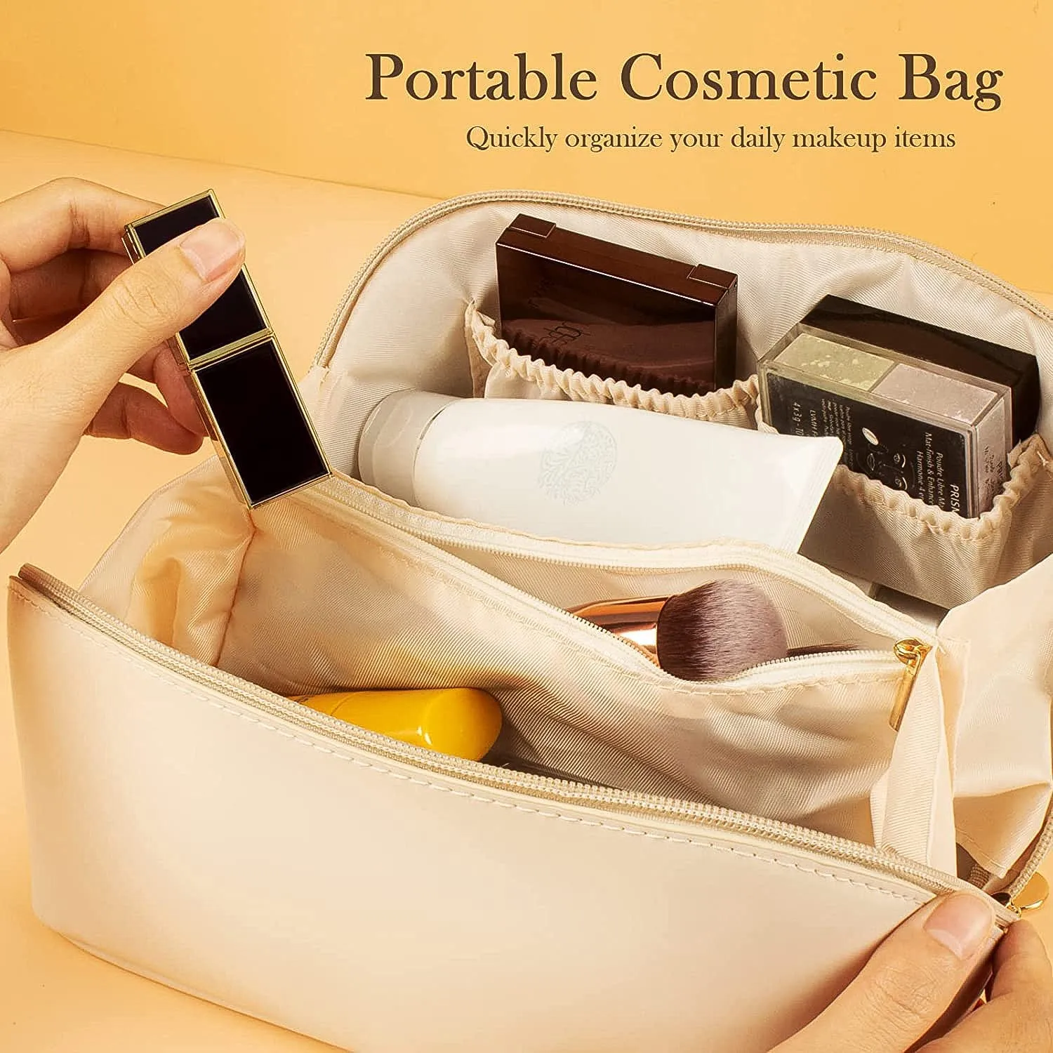 Travel Makeup Organizer – Waterproof Compact Cosmetic Pouch - Detailed Feature View 3