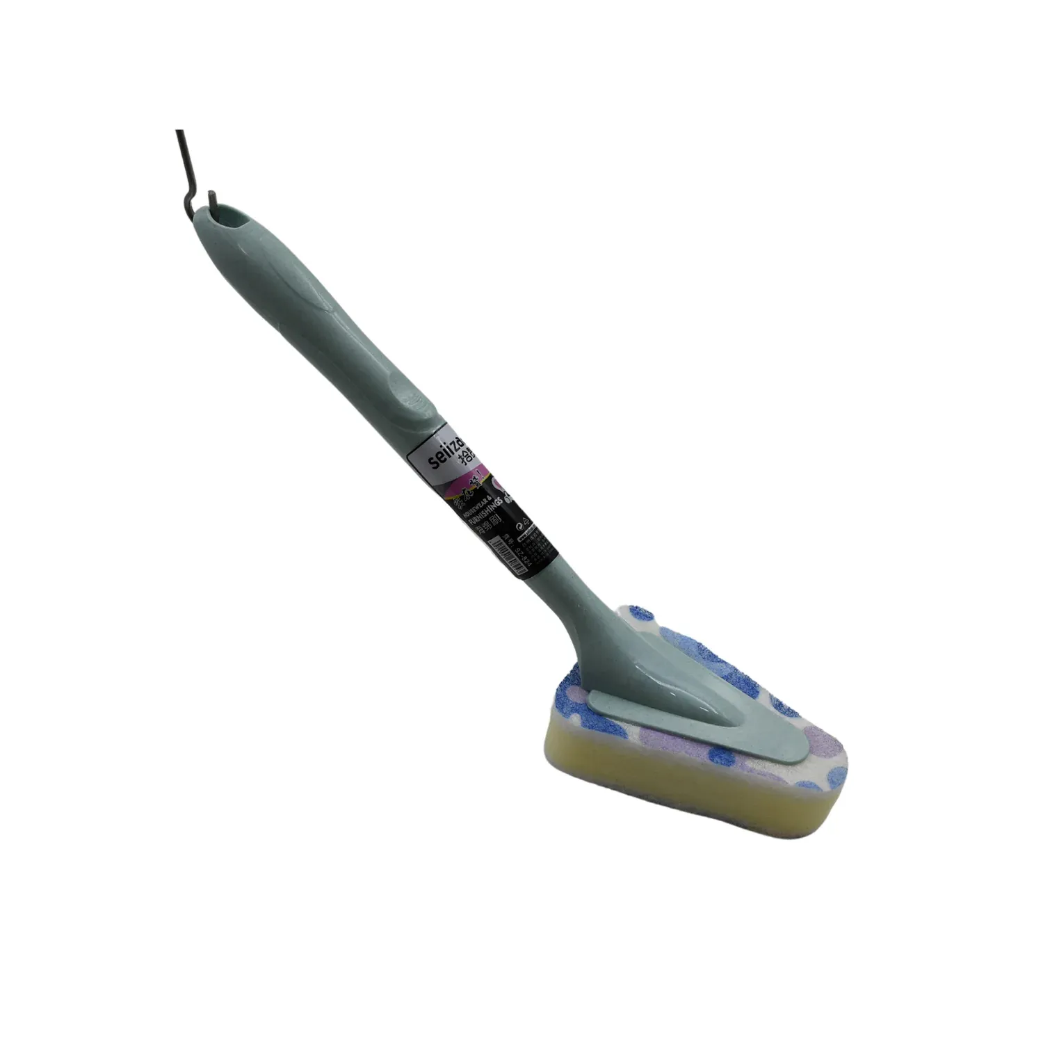 Triangular Sponge Brush – Long Handle Kitchen & Bathroom Cleaner | Velvet Wipe - Detailed Feature View 3