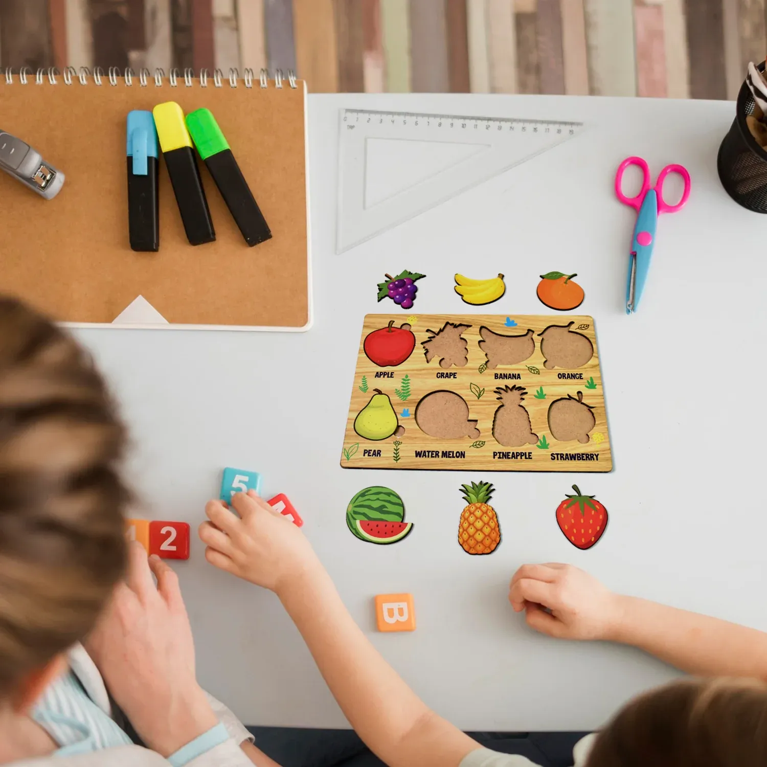 Wooden Fruit Puzzle – Toddler Learning Board | Inventive Play - Detailed Feature View 5
