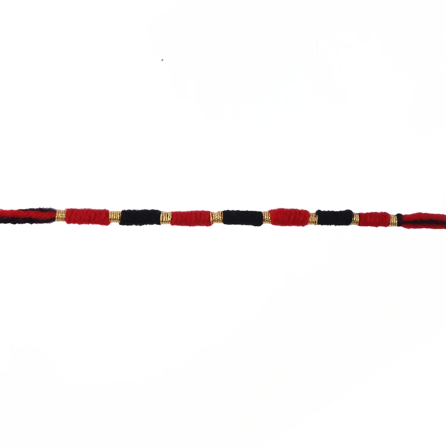 Handmade Rakhi – Traditional Beaded Thread with Golden Accents - Detailed Feature View 3