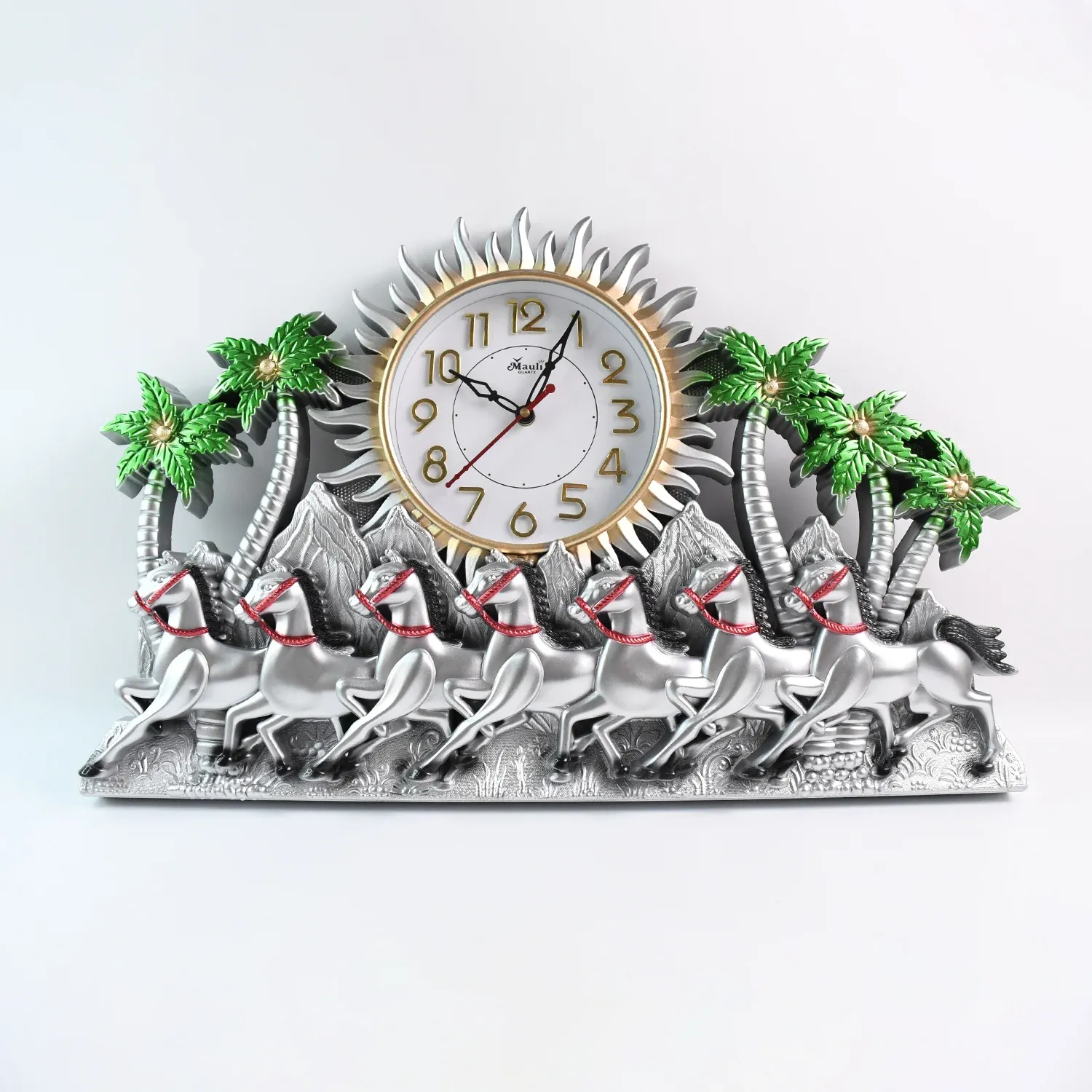 Plastic Wall Clock – Silent Sweep with Running Horse Design - Detailed Feature View 4