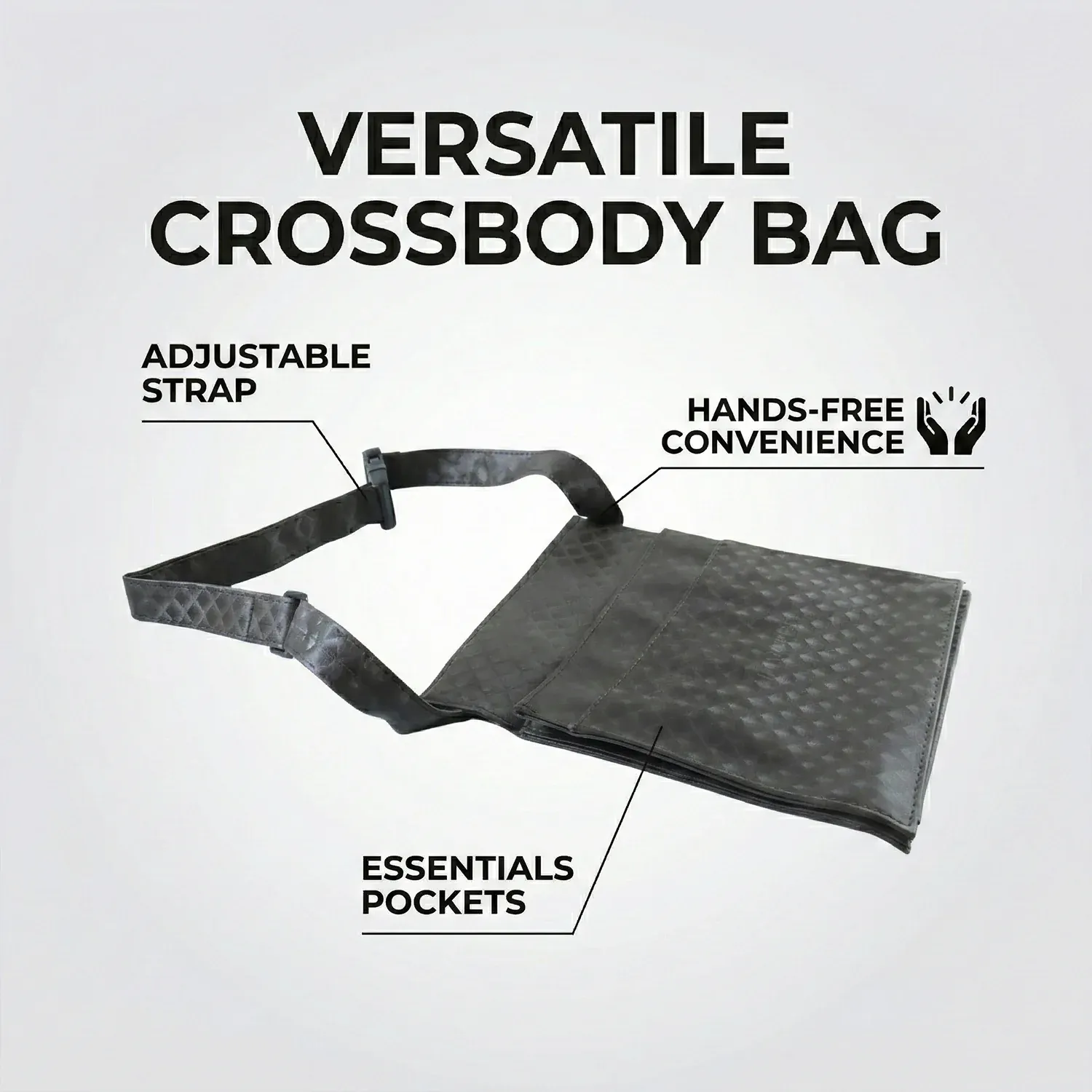Quilted Crossbody Sling Bag – Stylish Adjustable Strap for Men & Women - Detailed Feature View 6